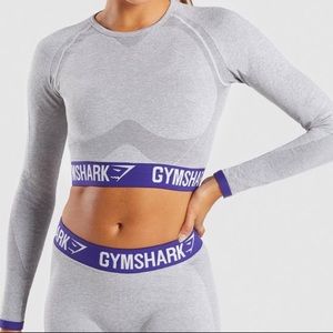 GYMSHARK Indigo Long Sleeve Crop Top